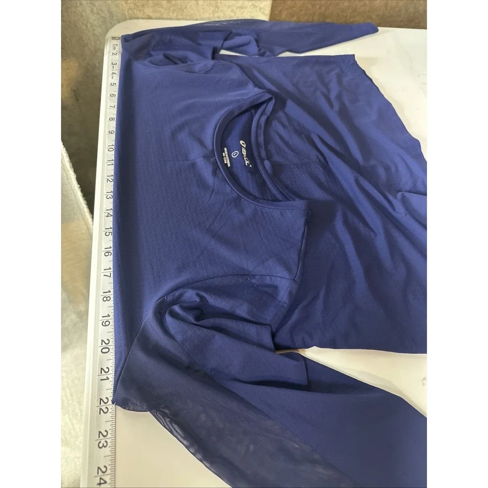 IBKUL Womens Large Blue Long Sleeve Top UPF 50 Sun Protection Cooling Golf Shirt - Picture 5 of 7